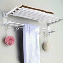 New Wall Mounted Towel Shelf Rail Storage Rack Holder H Hook Bathroom Hotel W8N4