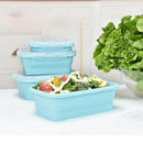 4 Piece Set Blue Food Grade Silicone Lunch Box Folding Eco-Friendly Food Co