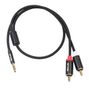 Durable Braided Copper Core 3.5mm To 2 RCA Splitter Cable Wire Cord 50cm