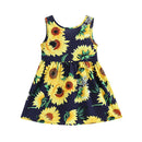 Kids Dresses For Girls Summer Sunflower Dress Sleeveless Flower Print Bow D V9K3