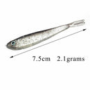 10PCs 7.5cm/2.4g Soft Fishing Lure Tiddler Swim Artificial Bait Tackle Minnow