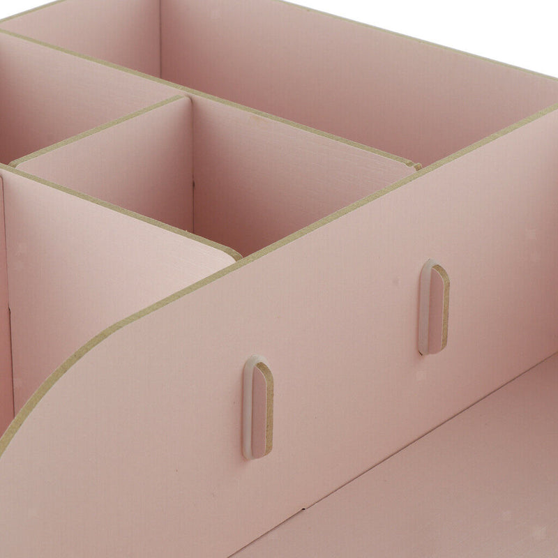 Desktop Organizer Office Storage Rack Wood Display Shelf Display Pink