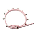 Pet Collar Dog Studded Collar PU Leather Pink Size M