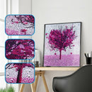 Purple Love Heart Tree Landscape Diy 5D Diamond Embroidery Crystal Full Spe