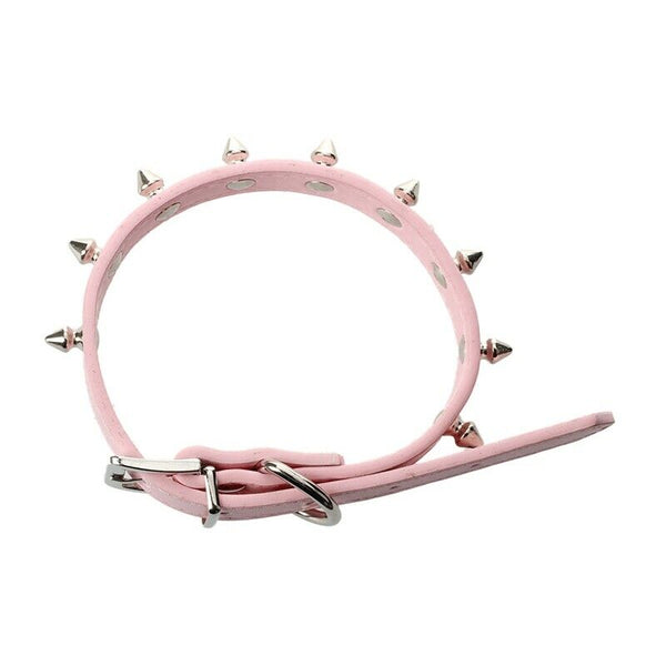 Pet Collar Dog Studded Collar PU Leather Pink Size M