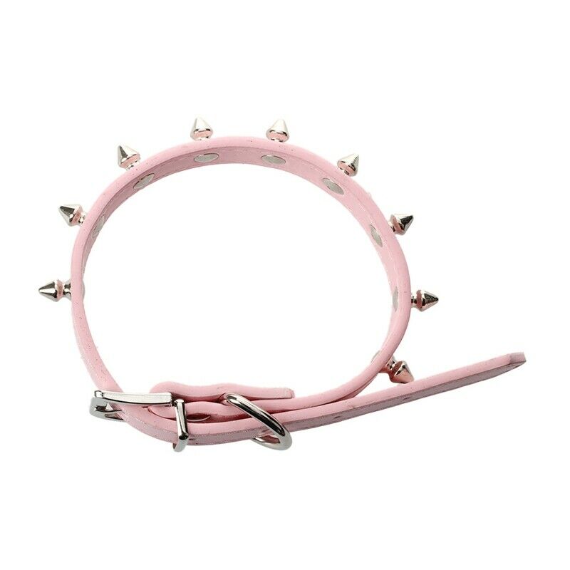 Pet Collar Dog Studded Collar PU Leather Pink Size M