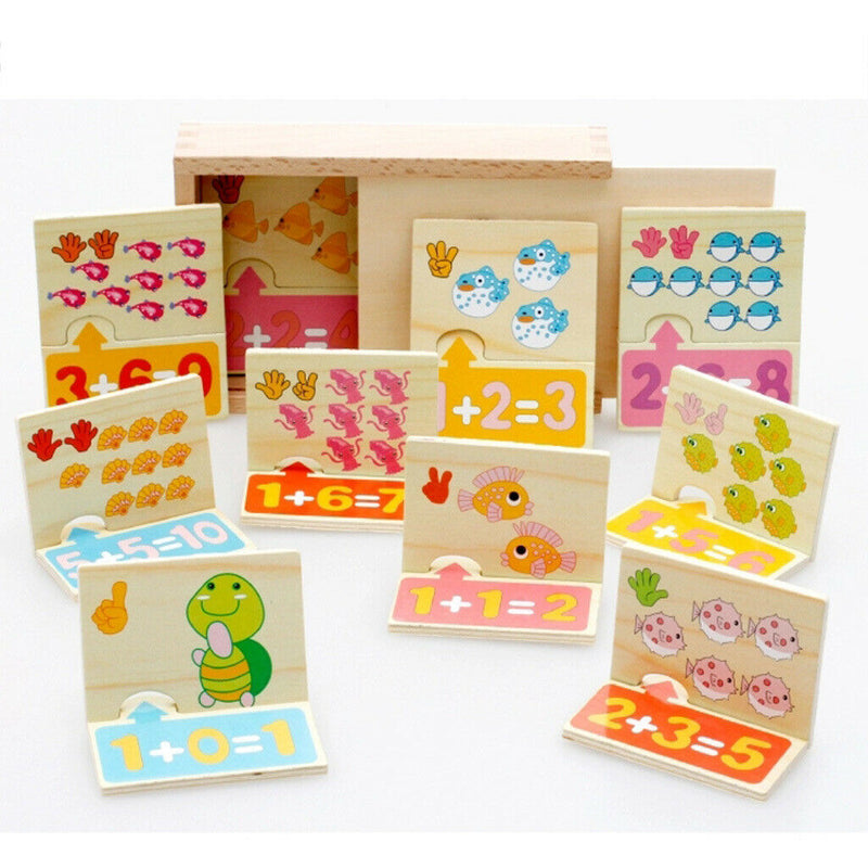 Wooden Toys, Kids Preschool Arithmetic Cards with Box for Kids Babies Early