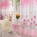 200x250cm Pink Tulip Print Window Halfshading Curtain Sheer Partition Screen
