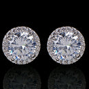1Pair Crystal Women's Nice Zircon Inlaid Ear Stud Platinum Plated Earrings TR