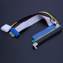 PCI-E 1X to 16X Extender Cable Riser Card Adapter Auxiliary Power Supply