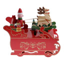Xmas Music Box Christmas Clockwork Sleigh Santa Claus Kids Toys Wind Up Red