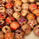 New 100Pcs Mixed Gorgeous 9x10mm Charming Wooden Round Craft Loose Tribal Beads