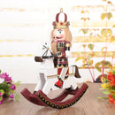 Soldier Nutcracker Rocking Horse Collectible Wooden Christmas Nutcracker,