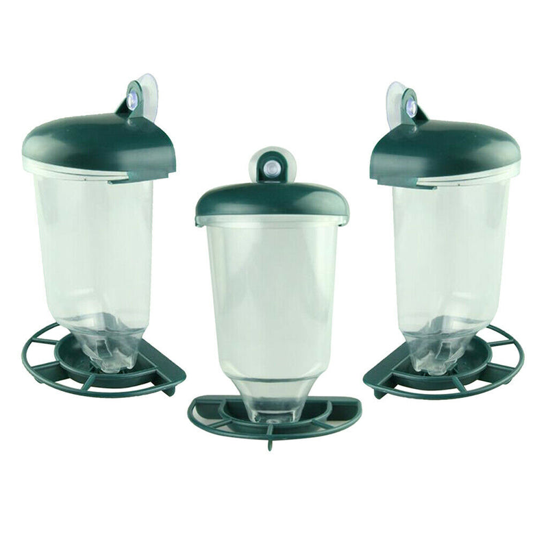 3-pack Outdoor Window Bird Feeder Food Dispenser Auto Feeding for Wild Birds