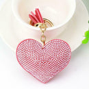5pcs Love Pendant Tassel Keychains Fashion Heart Rhinestone Keyring Gift