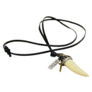Crescent Teeth Pendant Necklace Cross Jewelry Leather Rope Sweater Chain