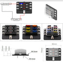 6 Way Blade Fuse Box Holder with LED Light Damp-Proof Block Marine Car Boat I1L8