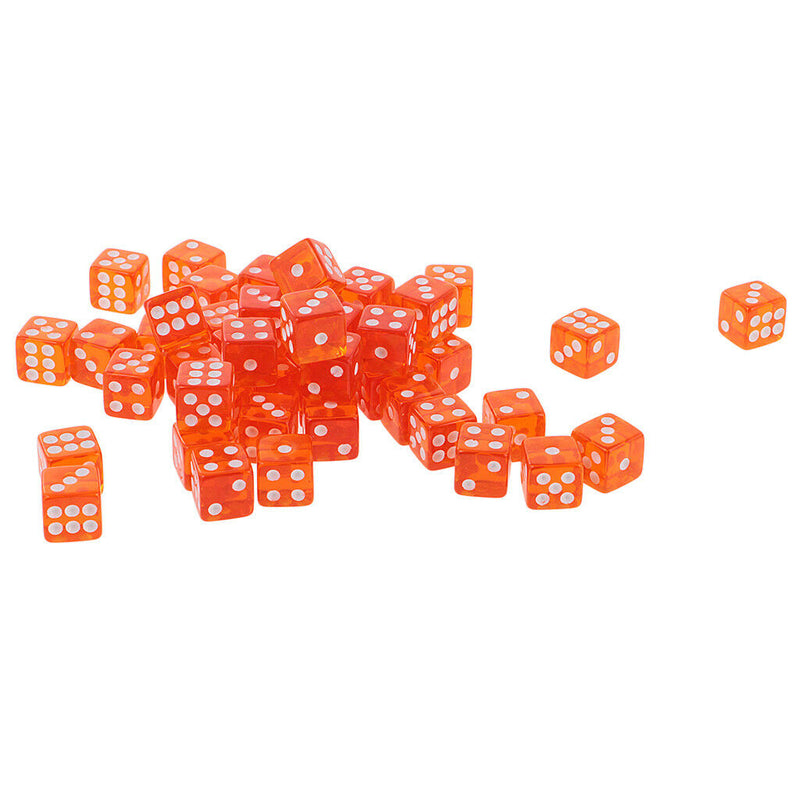 50Pcs 6-Sided Dice D6 Polyhedral Dice 12mm for  Orange