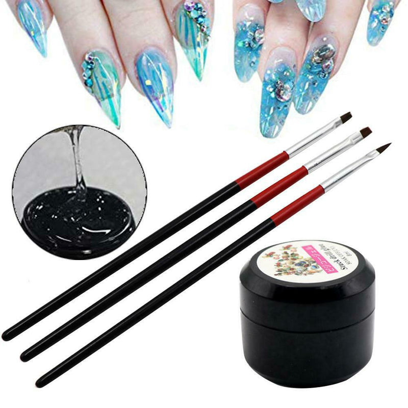 3pcs Nail Art Pen & 8ml Gel Set UV Gel Builder Painting Brush Pen Glue Tool