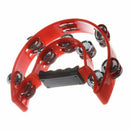Hand Held Tambourine Double Row Metal Jingles Percussion Red F8P5