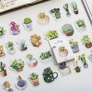 50pcs Paper Stickers Cactus Plants Succulent Diaries Planners Scrapbooking DIY
