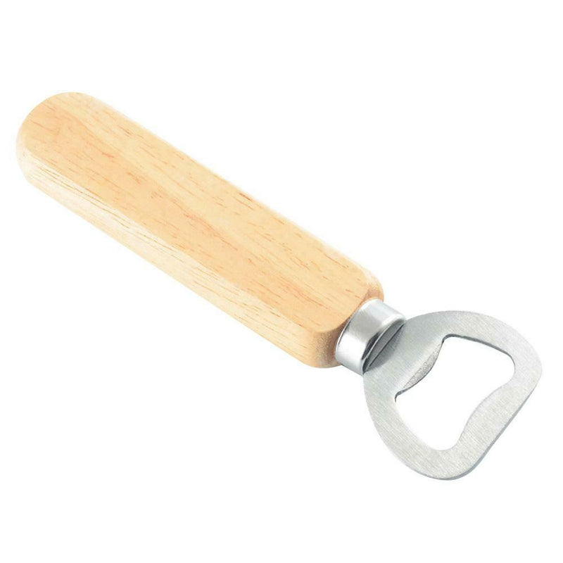 Stainless Steel Bottle Opener Wood Handle Drink Beer Cap Lid Kitchen Launcher