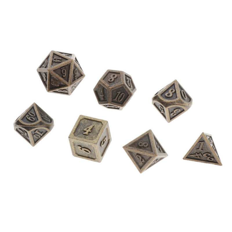 21pcs Polyhedral Metal Dice Standard Size Bronze for Pathfinder RPG Games