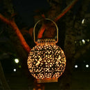 Hollow Out Hanging Solar Lantern LED Table Lamp Outdoor Solar with Handle