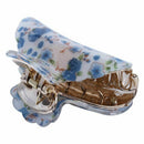 Woman Dark Blue Florals Pattern Plastic Hair Claw Clip Clamp