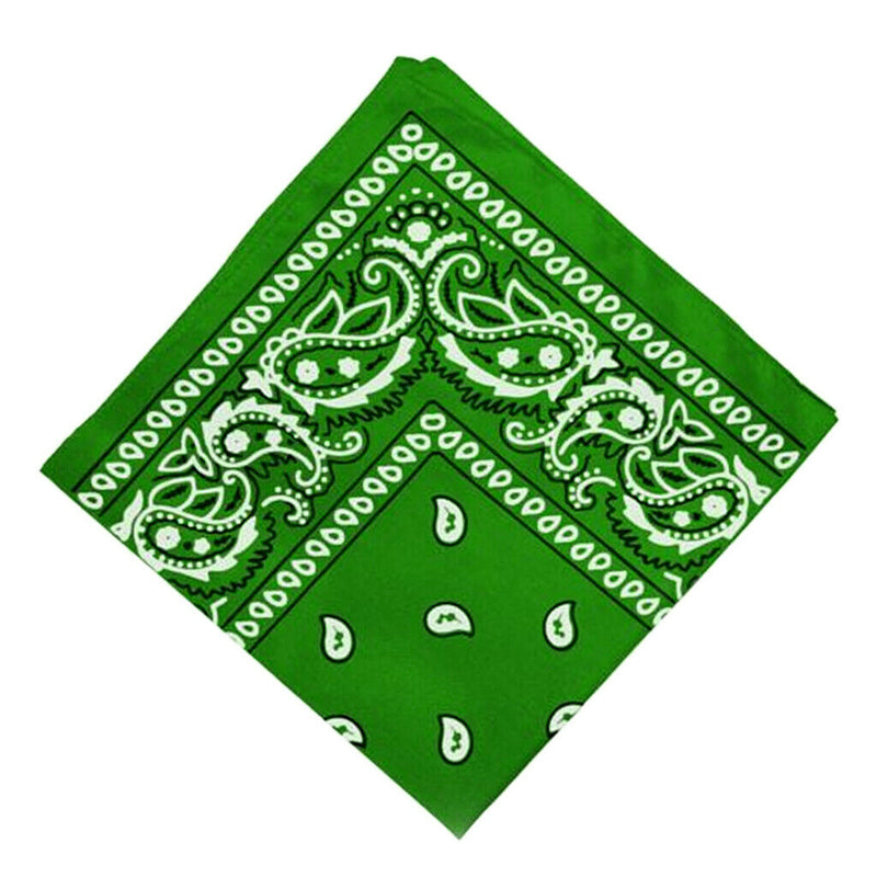 Women Men Novelty Paisley Print Cowboy Bandana Head Wrap Kerchief Green