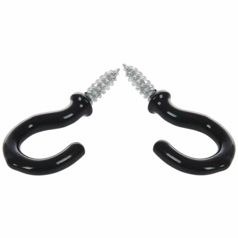 1.1"Cup Mug Hooks Shouldered Metal Screw-in plastic coated Hanging black 25