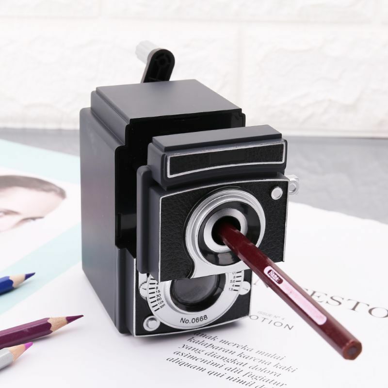 Retro Camera Style Pencil Sharpener Mechanical Manual Hand Cranking Stationery