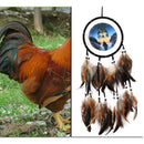 Oil Painting Wolf Dream Catcher Feather Bead Hanging Decor Ornament