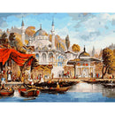 40x30cm Oil Painting By Numbers Ancient Harbor Boats DIY Drawing No Frame A