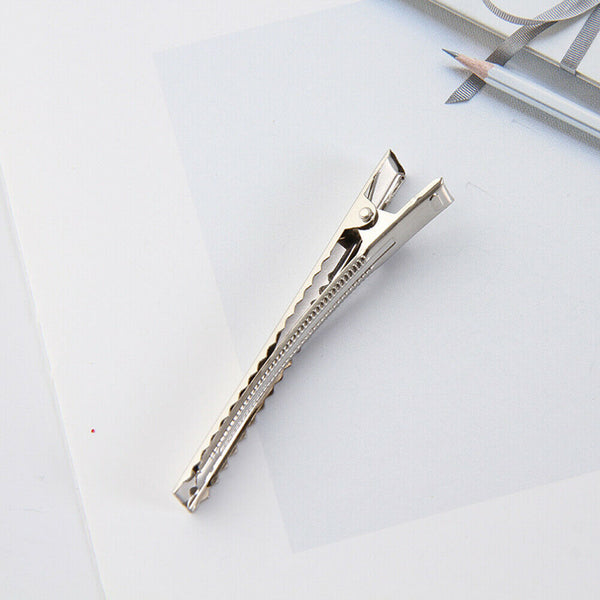 50pcs Hair Clips Flat Metal Single Prong Alligator Barrette Bow DIY Styling #gib