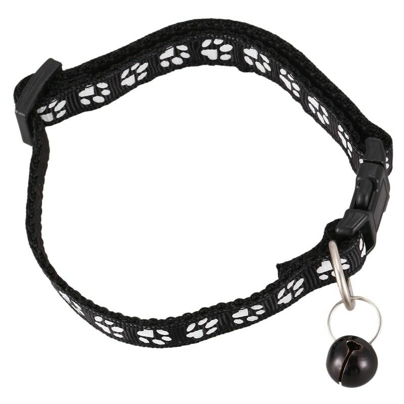 Adjustable neckband dog puppies dog collar with bells, black X3R4
