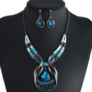 Crystal Choker Luxury Chunky Jewelry Statement Pendant Bib Necklace Earrings Set