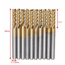10Pcs Coating End Mill CNC PCB Wood Engraving Drill Bit Set 1/8 inch Shank