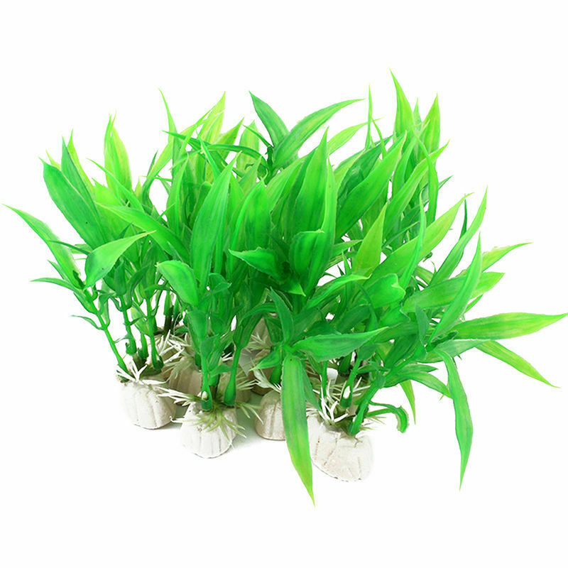 10x Artificial Aquatic Plant Plastic Grass Fish Tank Plastic Aquarium Deco-Green