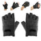 Mens Outdoor Black Soft Leather Driving Motorcycle Biker Fingerless Gloves