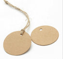 100pcs Round Brown Tags Price Blank Label Luggage Hang Paper Kraft MO