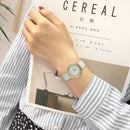 Womens Fashion Analog Diamond Leather Quartz Wrist Watch - White