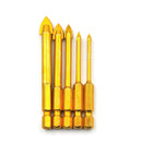 5Pcs Titanium Coated Glass Drill Bit Set 3/4/6/8/10mm With Hex Shank Tools &LJ