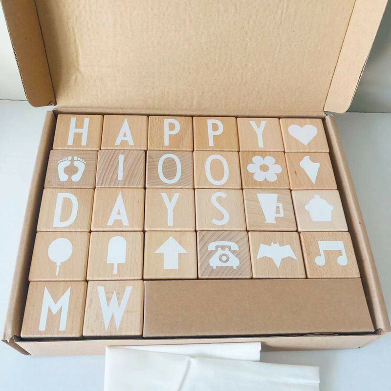 Beechwood Montessori Alphabet ABC Building Blocks Toddler Baby Grab Stacking