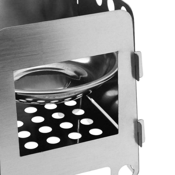 Outdoor Portable Folding Alcohol Stove Stainless Steel Wood Burner Furnace A#S