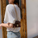 Elegant Women Pure Mini Shoulder Bags Leather Chain Messenger Bag (Brown)