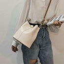 Simple Pure Women Leather Shoulder Bags Casual Messenger Bucket (White)