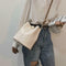 Simple Pure Women Leather Shoulder Bags Casual Messenger Bucket (White)