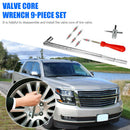 9pcs/set Valve Cores+Core Remover+Stem Puller+4 Way Tool for Car Bicycle