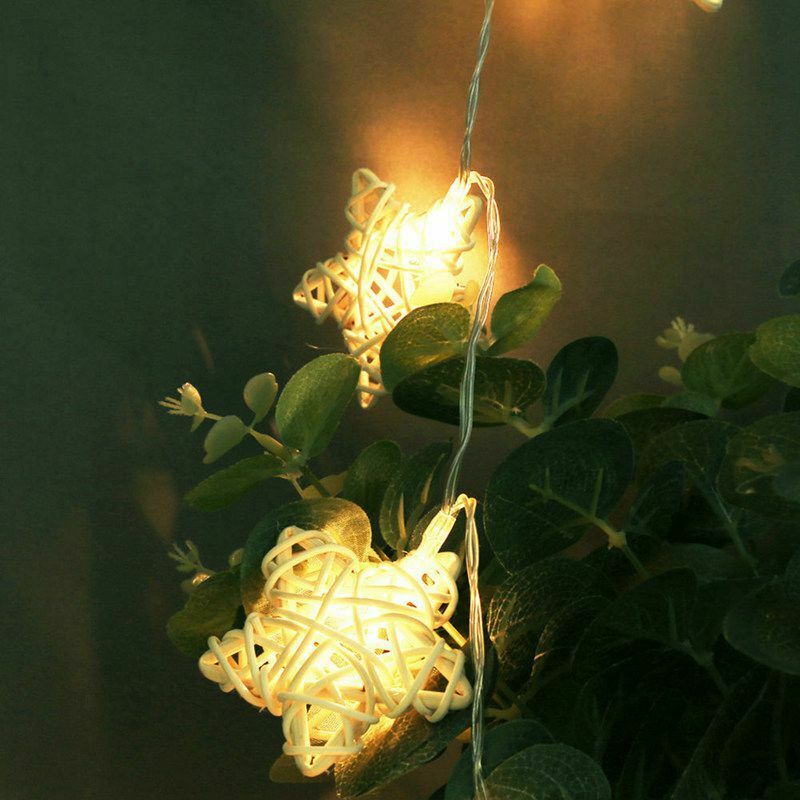 1.1M 10Led Star Rattan String Lights Led Fairy Lights Christmas Wedding Dec J8Y3